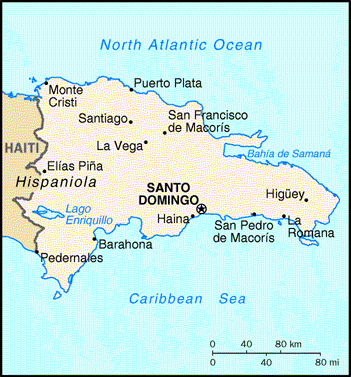 Dominican Republic Map - A map of the Dominican Republic