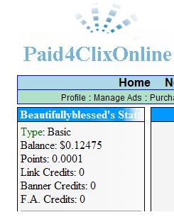 earnings from paid4clixonline - This shows how much money I have earned literally within a few minutes. Closer to reaching the 0.50 payout!