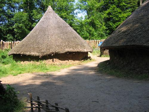 Celtic Village from Iron Age. - Round houses built of mud, stone and straw.
