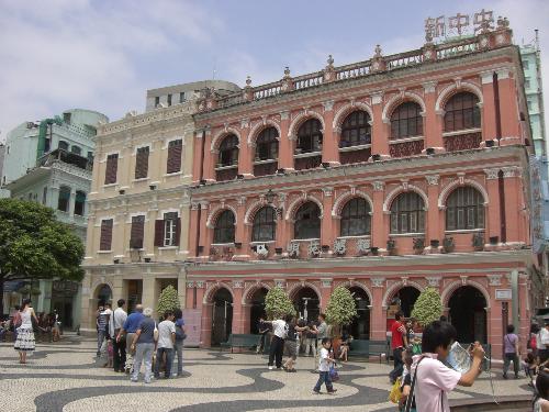 Portugal architecture -  This is the ancient Portugal architecture which were build in the period that Macao were colonized by Portugal.The first floor has been used as stores,but I don't know what about the upper floors. It has the typical European style.