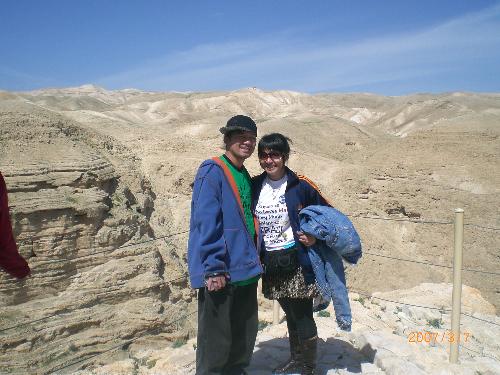 Judean Desert - This is the first time I saw a DESERT! The sun was up, but the cold winds never made us sweat. I'm with my hubby, KULOT.