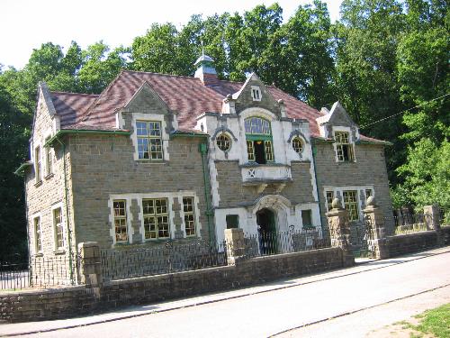 Workmens Institute in St. Fagan's Museum, Cardiff. - Workmen's Institute, that has been brought to St Fagans from a Welsh Valleys town called Caerphilly in 1955. It was originally built in 1916. It was for social and educational and cultural activities.