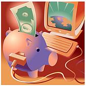 Online money-making strategies - Its a piggy bank connected to a computer