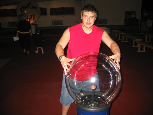 Touching the Electric Ball - This ball generates a lot of static electricity