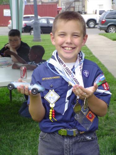 Simon - This is Simon, he belongs to another Pack. We all know each other from interacting at Scouting events. Simon won two medals including Best Looking car for his rank at the District Pinewood Derby.