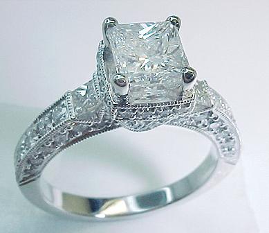 Engagement ring. - A picture of a diamond engagement ring.