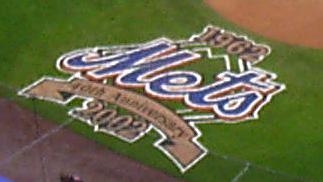 NY mets game 2002 - this was the logo on the field for the NY Mets 40th anniversary year. The first prop baseball game I attended in...wow, 30 years. 