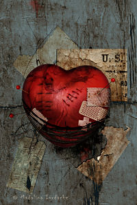 broken heart - a broken heart repaired with bandage....