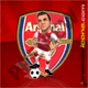 Arsenal Fabregas - This is Cesc Fabregas juggling the ball with the arsenal logo behind him. This is just a gif animation, not the real person.