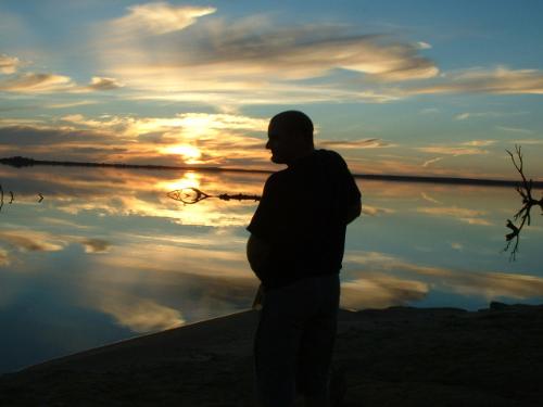 hubby at sunset - we went fishing for the day