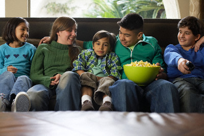 watching film - siblings watching film together