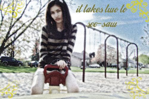 seesaw - Sadness when alone in seesaw... Taken on playground by me and modeled by me too.