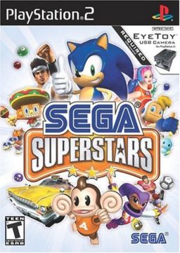 Sega SuperStars - Sega SuperStars From Wikipedia, the free encyclopedia  SEGA SuperStars is a game developed by Sonic Team in 2004 for the PlayStation 2 EyeToy. It features a series of games based on previous Sega titles.      * Billy Hatcher and the Giant Egg     * Crazy Taxi     * ChuChu Rocket!     * House of the Dead     * NiGHTS into Dreams...     * Puyo Pop Fever     * Samba de Amigo     * Sonic the Hedgehog     * Space Channel 5     * Super Monkey Ball     * Virtua Fighter     * Virtua Striker  It also contains Chao, the virtual pets from the Sonic series.