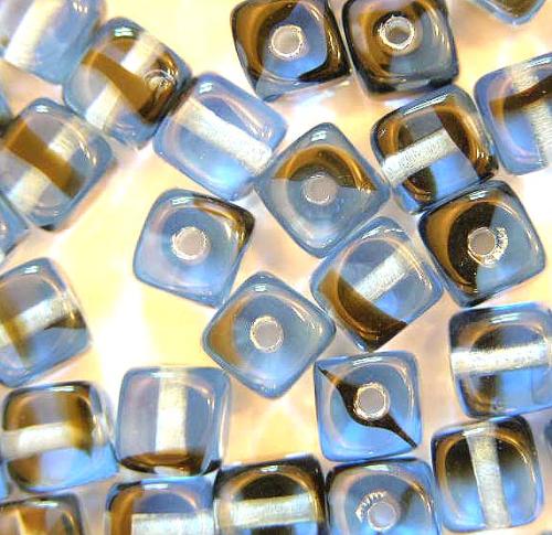 Tortoiseshell glass cube beads - These beads are just great for adding some colour to gemstone jewellery
