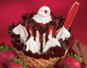 Chocolate Strawberry Waffle Bowl Sundae - chocolatey strawberry waffly goodness