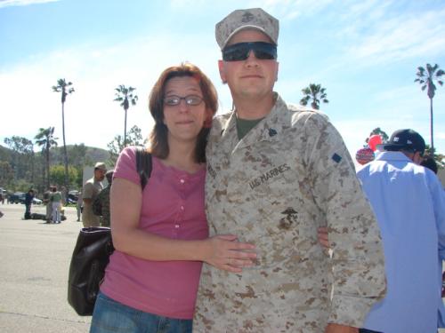 husband homecomming from Iraq  - My husband and a crying me