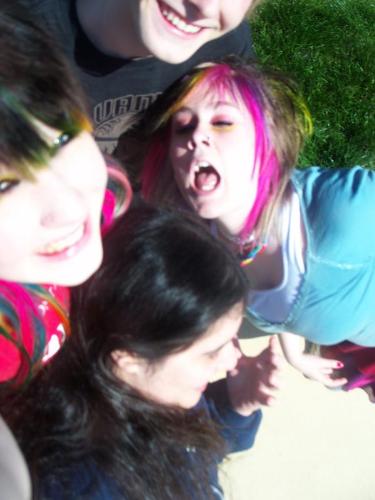 Fire Drill! - Last month (April), our school had a fire drill and this is what my friends and I were doing. It's Chyna, Justine, me, and Kevin's chin. As you can see, we don't take fire drills seriously in school anymore.