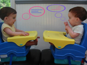 Two baby chatting - Two babies chatting