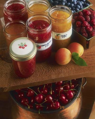 What's your favorite jam?? - This photo depicts a variety of jams and jellies...I like apple jelly on toast....but to mix with peanut butter...it must be grape...