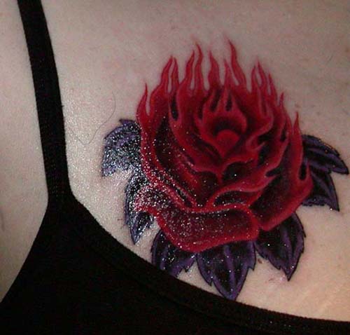 flaming rose by MEMPHIS TattooNOW