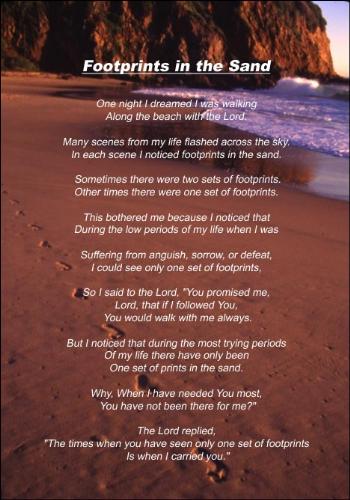foot pints - when we go through life we have things that we go through and God carry us