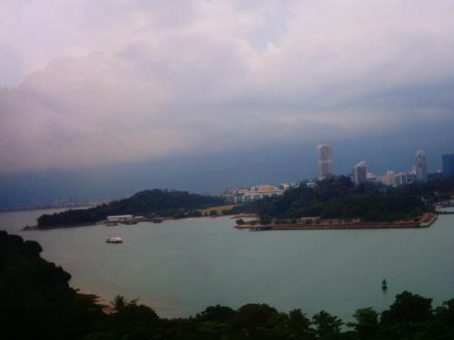 View of the other side from the Cable Car - I took the picture to capture the Singapore business district skyline from the cable car...the parliament building can still be seen although it is quite far from whre I am.