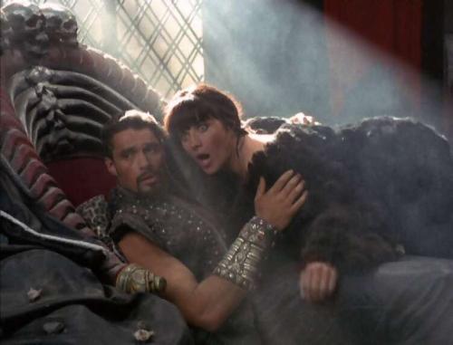 Oops Caught - Image of Xena and Ares in a compromising position from the tv show Xena Warrior Princess