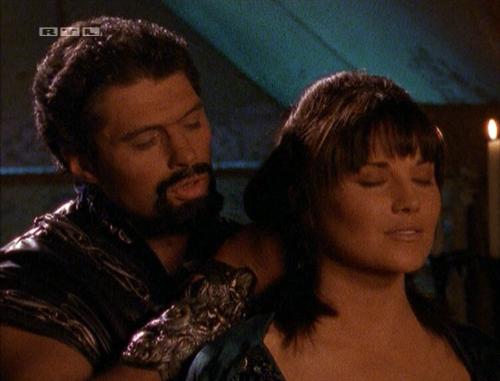 Xena and Ares - Image of Xena and Ares played by Lucy Lawless and Kevin Smith from the tv show Xena Warrior Princess