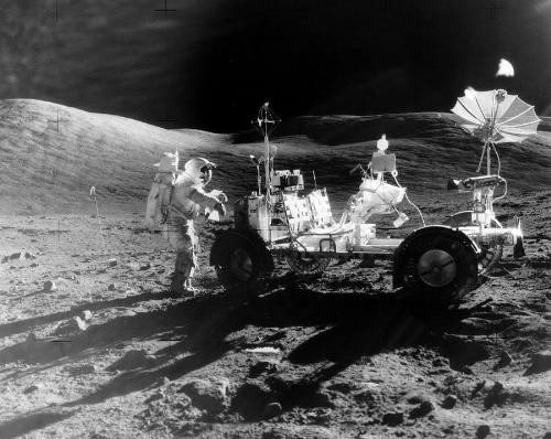 picture of the lunar rover and the surface of the  - Would you buy this track of land on the moon? 