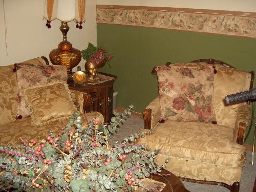 French provincial furniture. - Couch and chair,