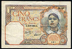3 Franc s - Algerian money.