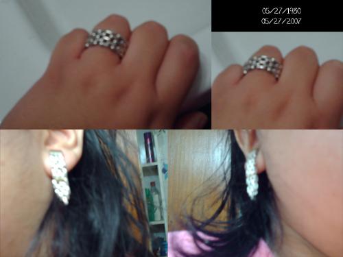 My birthday present - Earrings and ring my mom gave me for my birthday.