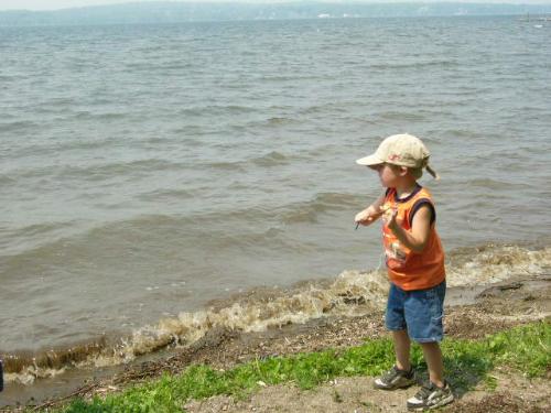 playing at the lake - sky playin with the lake..it was so nice there.