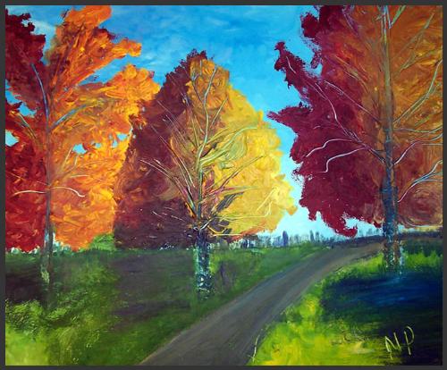 Autumn Leaves - Medium: Acrylic on Canvas Dimensions: 18 x 14 - not framed Price: $300.00