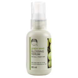 Grapeseed Glossing Serum - A glossing serum that adds great gloss and shine to the hair. It also helps to moisturise the hair and is easily washed out.