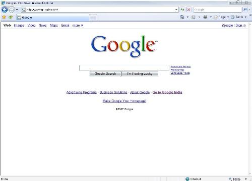 Internet Explorer 7 - Google.com on Internet Explorer 7