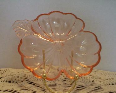 Pink Depression Glass - Three section relish tray