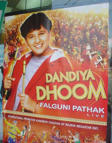 Falguni Pathak aka Queen of Dandiya - Falguni Pathak is a Hindi singer and performing artist from India. Based in Mumbai (formerly known as Bombay), but with a strong affinity towards the traditional music of the Indian state of Gujarat, she has, since her professional debut in 1998, developed into a leading Indian pop personality sometimes called the 'Queen of Dandiya'.