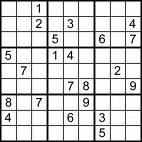 Sudoku Sample - This is an example of a game of Sudoku. To play the game, you must complete each box, row, or column with the number 1-9, and there can not be 2 of any number in the same box, row or column. Enjoy!