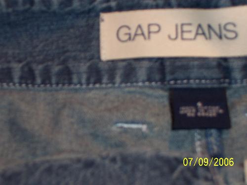 Gap Jeans Tag - This is the tag from a pair of women's Gap Jeans