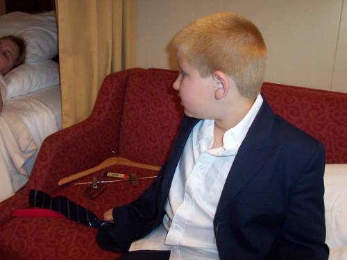 also getting ready for formal dinner - my son getting ready for formal dinner