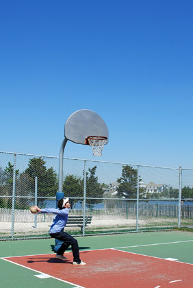 playing basket ball - Playing basket ball in the basket ball court.