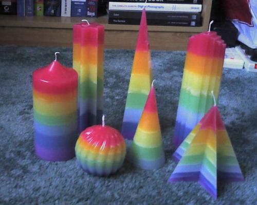 Candle Making - My rainbow hand made candles - scent is passion fruit!