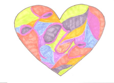 Share the love - Colorful heart with love enclosed in the design