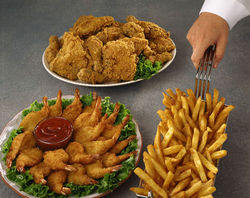 fried chicken - Some fried chicken with fries. Served so so nicely, it looks so tempting.