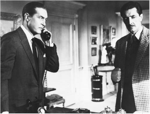 Dial M for Murder, an Alfred Hitchcock film - Dial M for Murder is a 1954 Warner Brothers film directed by Alfred Hitchcock starring Grace Kelly and Ray Milland as a married couple. Based on the popular mystery play by Frederick Knott, Dial M For Murder is more talky and stagebound than most Hitchcock films, but no less enjoyable. British tennis pro Ray Milland suspects that his wealthy wife Grace Kelly is fooling around with handsome American Robert Cummings. Milland blackmails a disgraced former army comrade (Anthony Dawson) into murdering Kelly and making it look like the work of a burglar. But Milland's carefully mapped-out scheme does not take into account the notion that Kelly might fight back and kill her assailant. When the police (represented by John Williams) investigate, Milland improvises quickly, subtly planting the suggestion that his wife has committed first-degree murder.