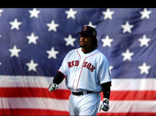 Manny Being Manny - Check out Manny Ramirez of the 2004 World Series Champions, The Boston Red Sox. The American Flag speaks for itself. We are proud!