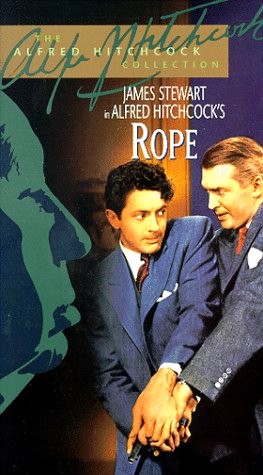 Rope, a classic Hitchcock thriller - Rope is a classic Hitchcock thriller starring James Stewart. Synopsis: two young men kill prep-school friend, just for the thrill of it, and challenge themselves by inviting friends and family to their apartment afterward—with the body hidden on the premises. Hitchcock's first color film was shot in ten-minute takes to provide a seamless flow of movement, but it remains today what it was then: an interesting, highly theatrical experiment. Inspired by the real-life Leopold-Loeb murder case. Patrick Hamilton's play was adapted by Hume Cronyn and scripted by Arthur Laurents.