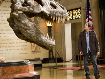 Ben Stiller  - Ben Stiller with the big lovable pooch....dinosaur! lol. My niece thought the T-Rex was so cute! =P And she likes how he wags his tail.