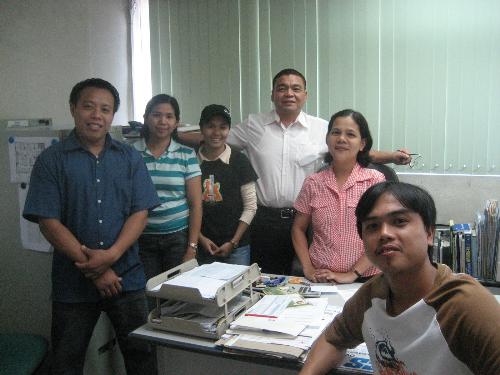 my officemates -  here with me are my officemates, the one in red is me